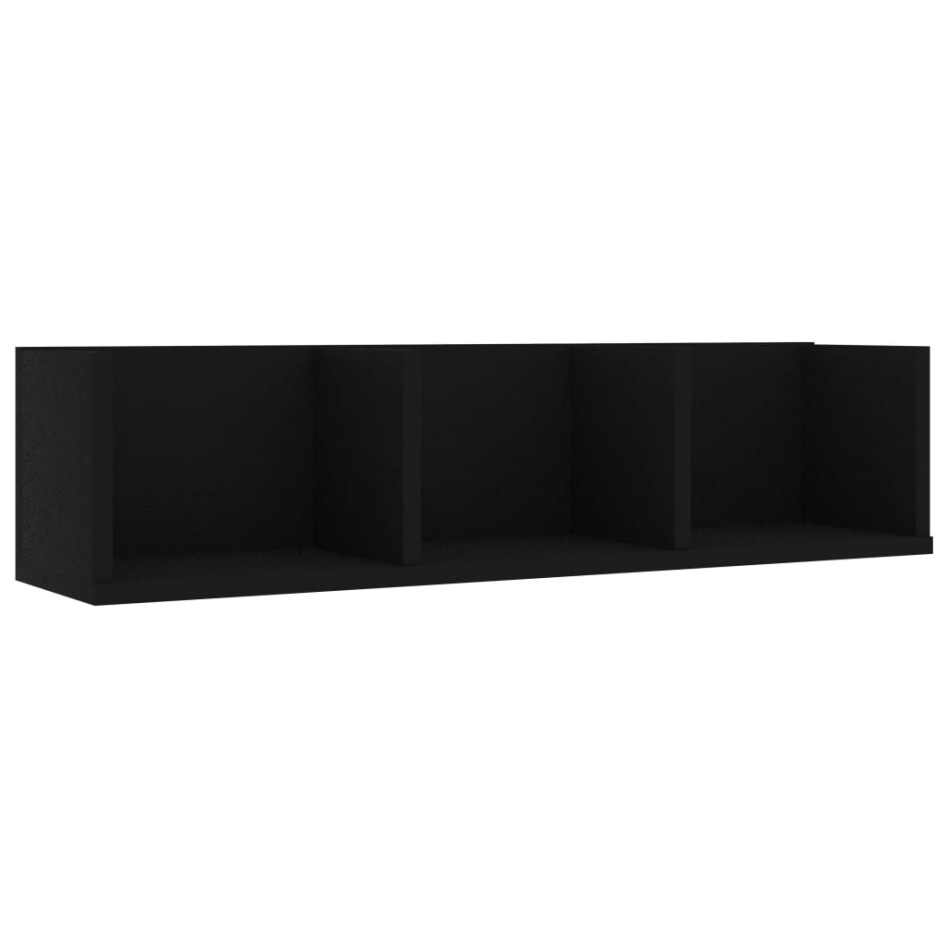 Estante de pared para CD madera contrachapada negro
