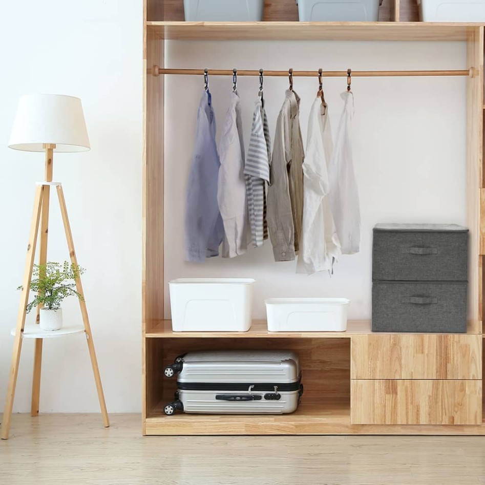 Cajas de almacenaje 2 unidades tela gris antracita 43x34x23