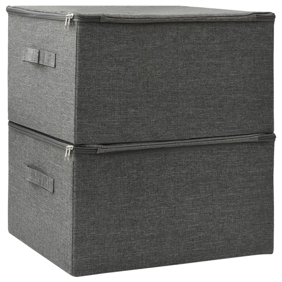 Cajas de almacenaje 2 unidades tela gris antracita 43x34x23