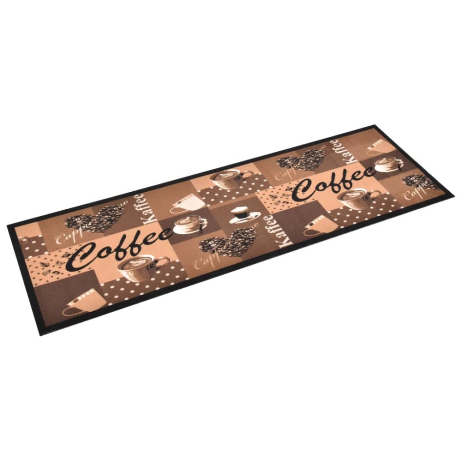 Alfombra de cocina lavable Coffee marrón 60x180