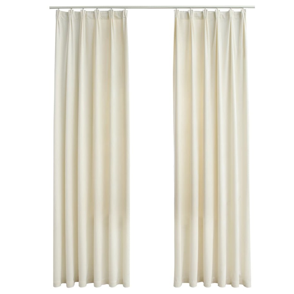 Cortinas opacas con ganchos 2 pzas terciopelo crema 140x245