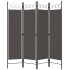 Biombo divisor de 4 paneles gris antracita 160x180