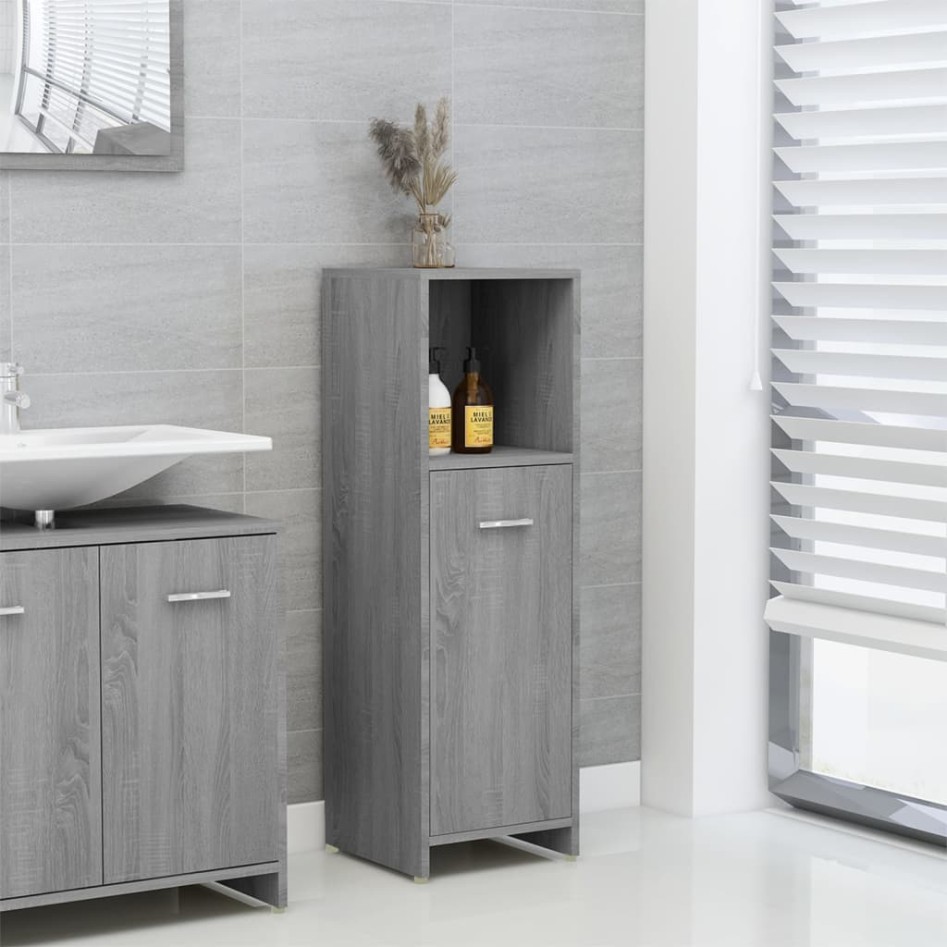 Armario de baño madera contrachapada gris Sonoma 30x30x95