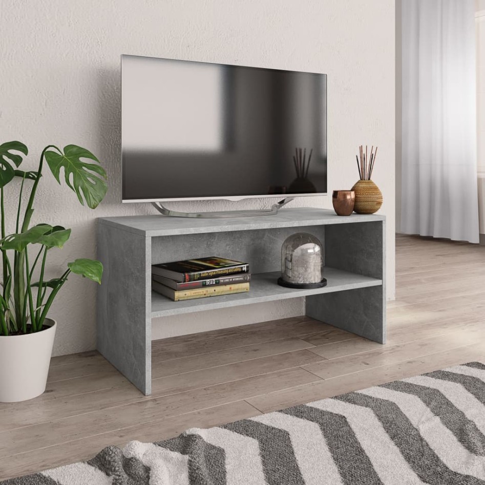 Mueble de TV madera contrachapada gris hormigón 80x40x40