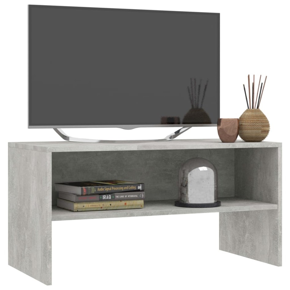 Mueble de TV madera contrachapada gris hormigón 80x40x40
