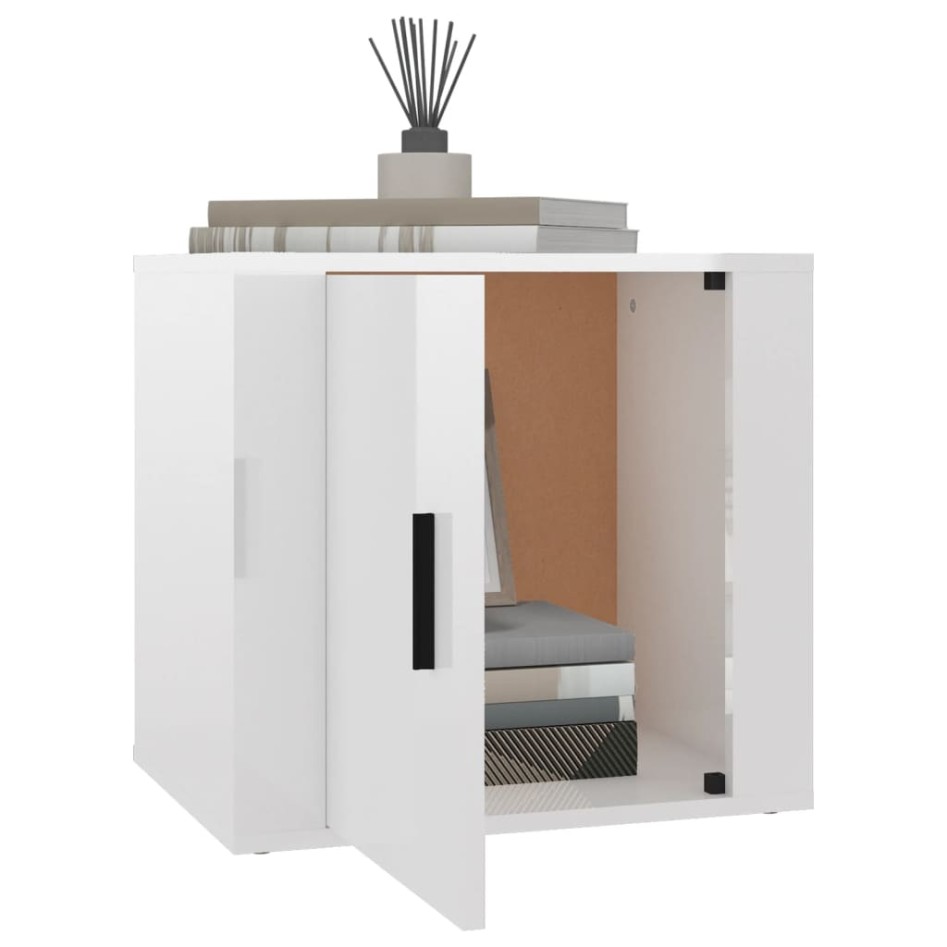 Mesita de noche color blanco brillante 50x39x47