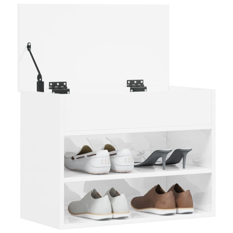 Banco zapatero madera contrachapada blanco brillante