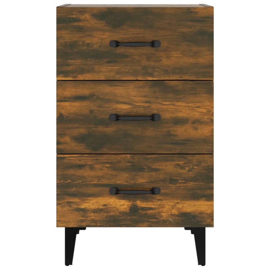 Mesita de noche madera de ingeniería roble ahumado 40x40x66