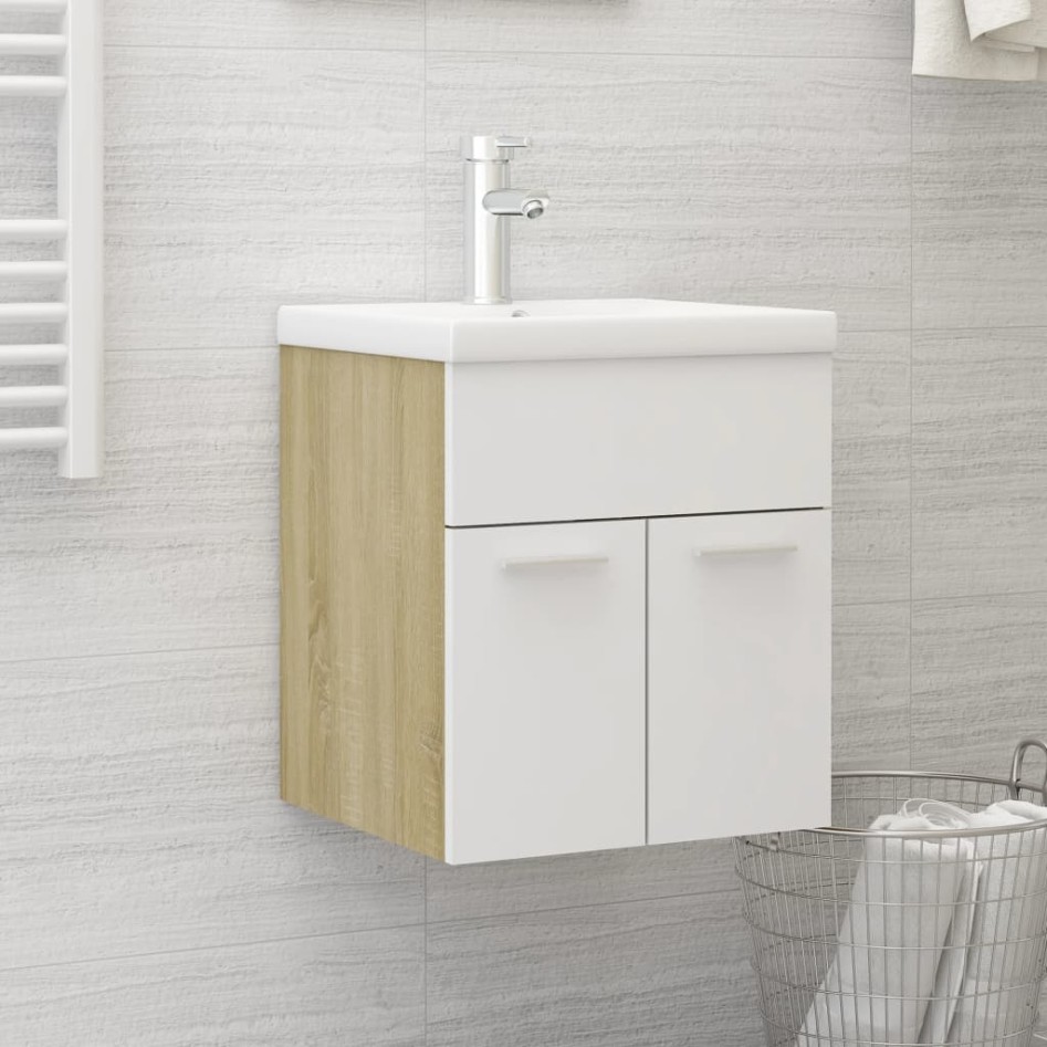 Armario para lavabo contrachapada blanco roble 41x38,5x46