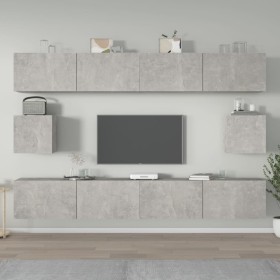 Set de muebles de TV 6 pzas madera contrachapada gris