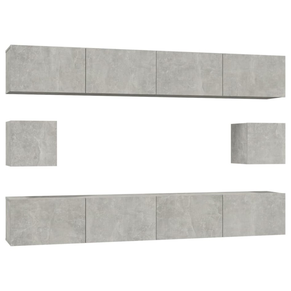 Set de muebles de TV 6 pzas madera contrachapada gris