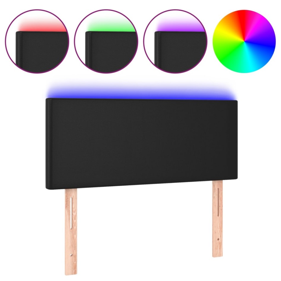 Cabecero con LED cuero sintético negro 100x5x78/88