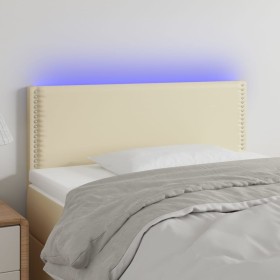 Cabecero con LED cuero sintético color crema 100x5x78/88
