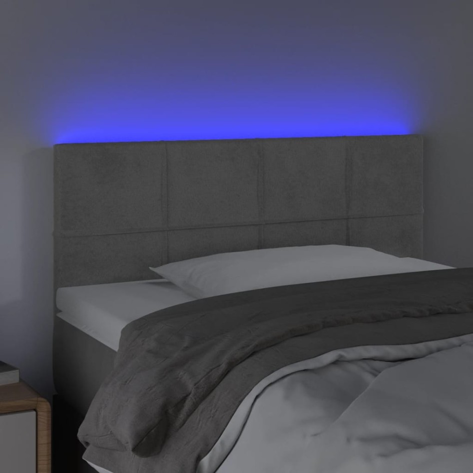 Cabecero con LED de terciopelo gris claro 90x5x78/88