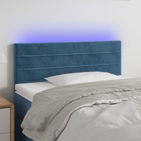 Cabecero con LED de terciopelo azul oscuro 80x5x78/88