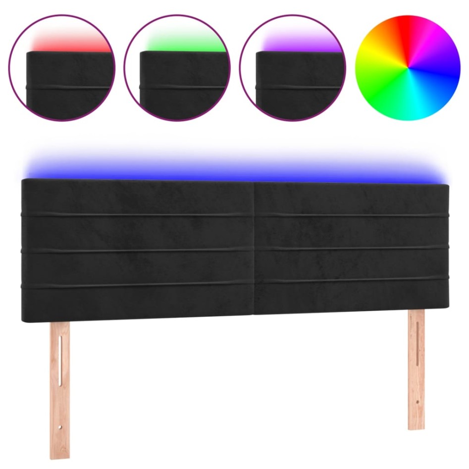 Cabecero con LED de terciopelo negro 144x5x78/88