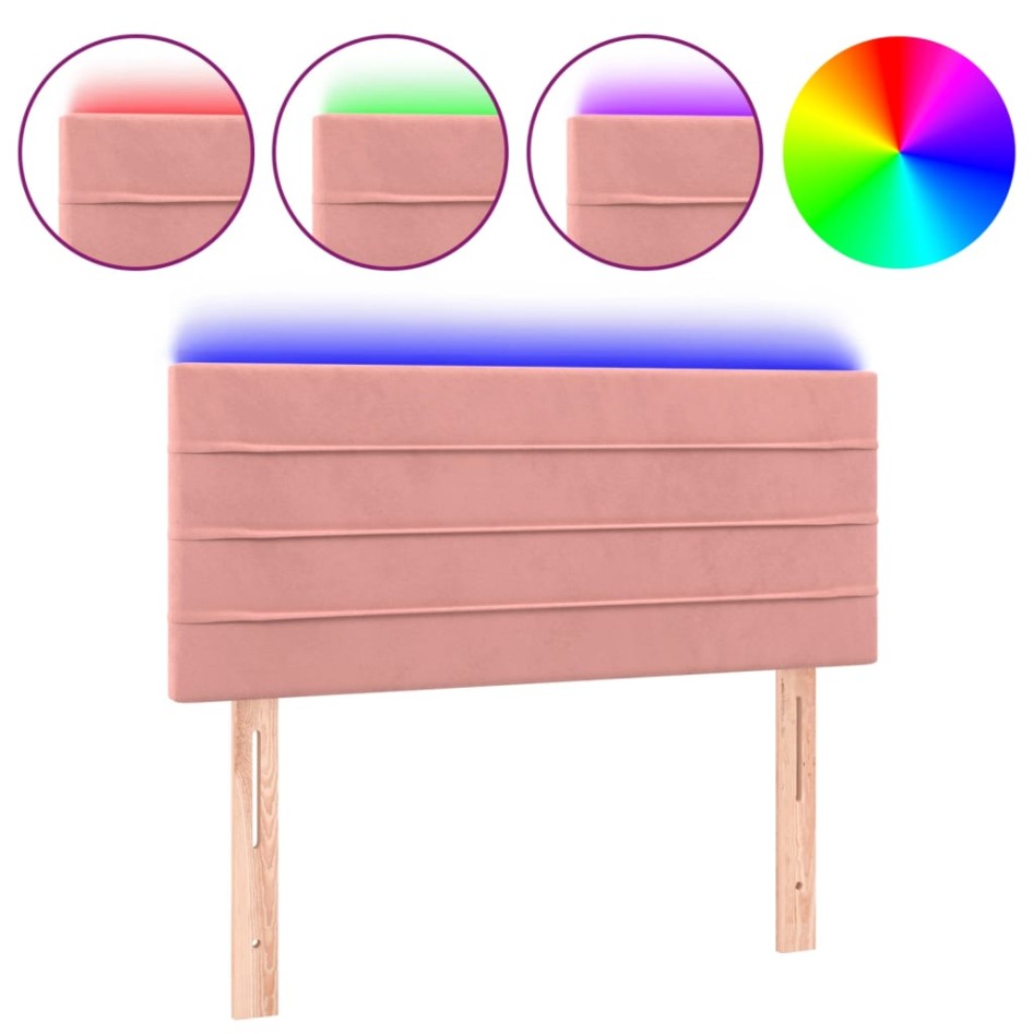 Cabecero con LED de terciopelo rosa 100x5x78/88