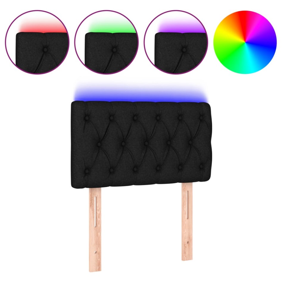 Cabecero con LED de tela negro 80x7x78/88