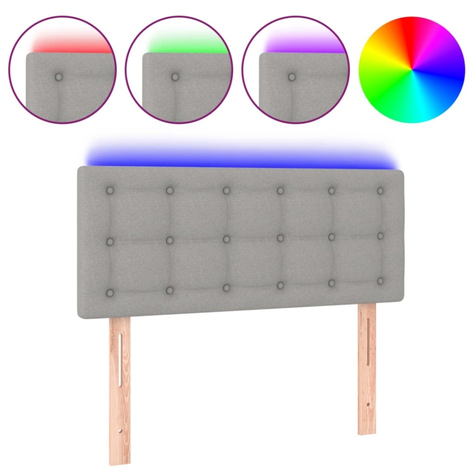 Cabecero con luces LED de tela gris claro 80x5x78/88
