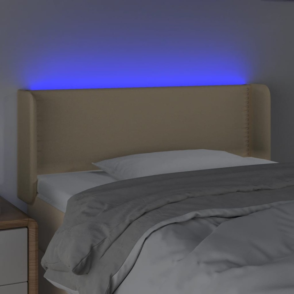 Cabecero con LED de tela crema 103x16x78/88