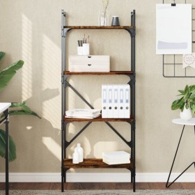 Librería de 4 estantes madera roble ahumado 56x31,5x138,5