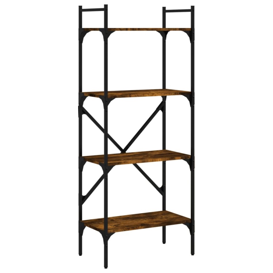 Librería de 4 estantes madera roble ahumado 56x31,5x138,5