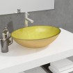 Lavabo de vidrio dorado 50x37x14 cm