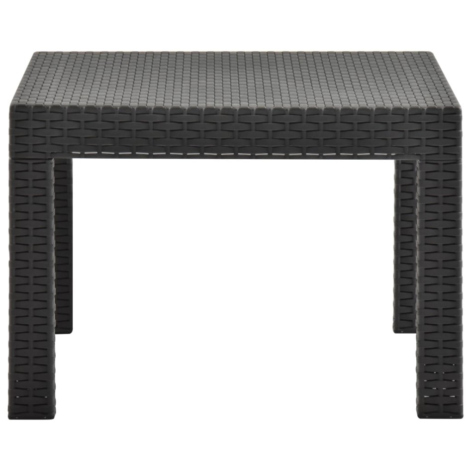 Mesa de jardín PP ratán gris antracita 58x58x41