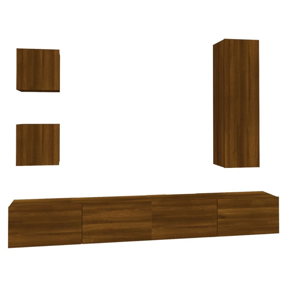 Set de muebles para TV 5 pzas madera contrachapada roble