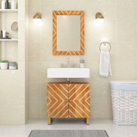 Espejo de baño madera maciza mango marrón y cristal 50x70x3