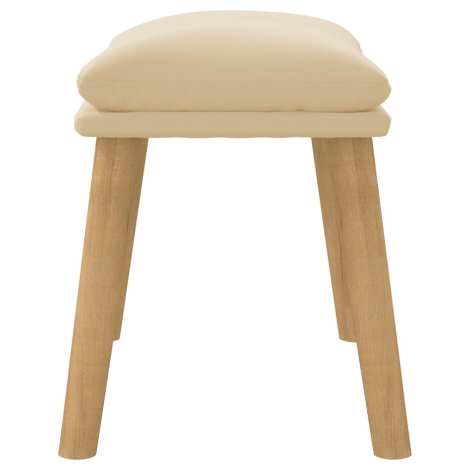 Reposapiés de terciopelo crema blanco 45x29,5x35