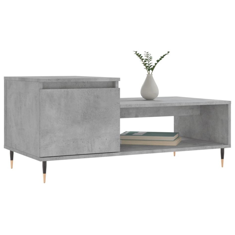 Mesa de centro madera contrachapada gris hormigón 100x50x45