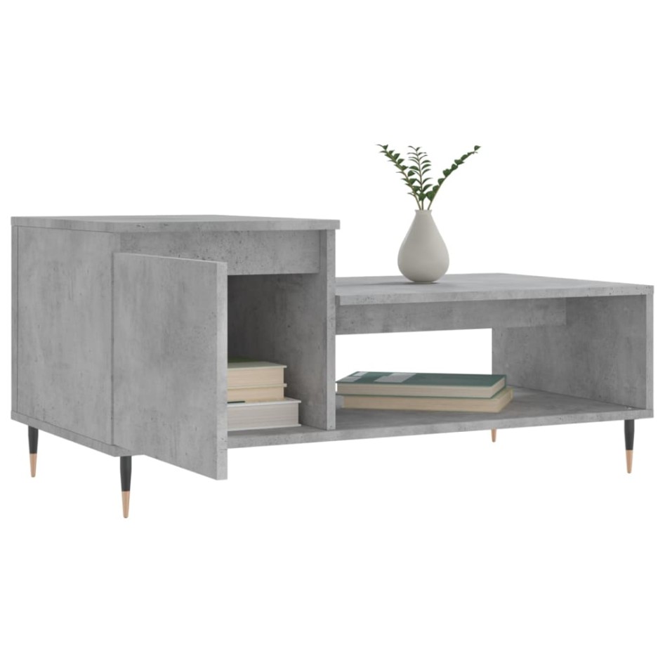 Mesa de centro madera contrachapada gris hormigón 100x50x45