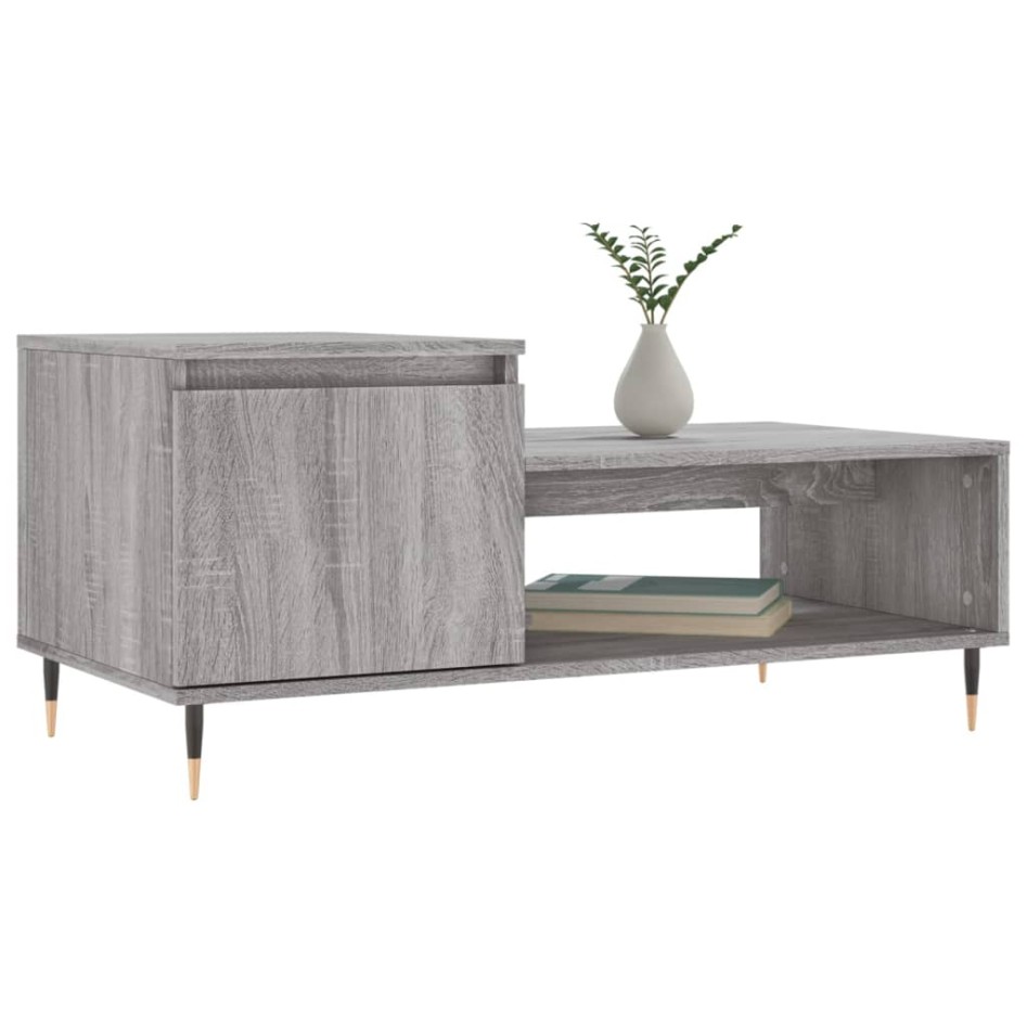 Mesa de centro madera contrachapada gris Sonoma 100x50x45