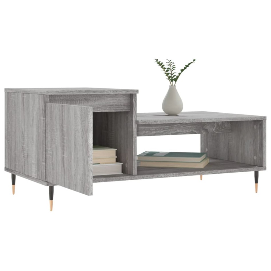 Mesa de centro madera contrachapada gris Sonoma 100x50x45