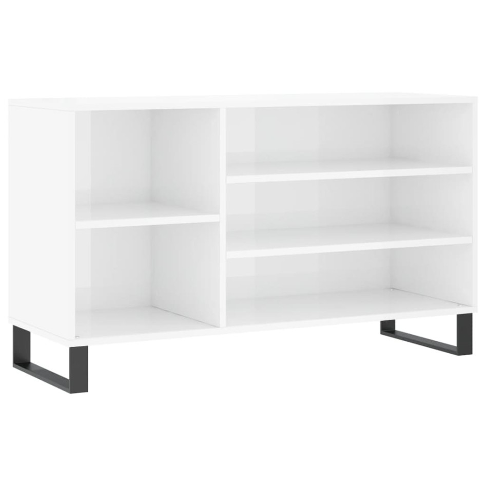 Mueble zapatero madera contrachapada blanco brillo 102x36x60