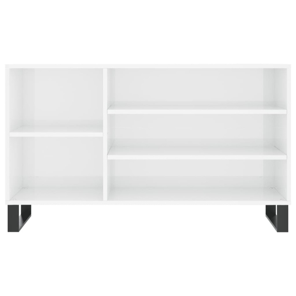 Mueble zapatero madera contrachapada blanco brillo 102x36x60