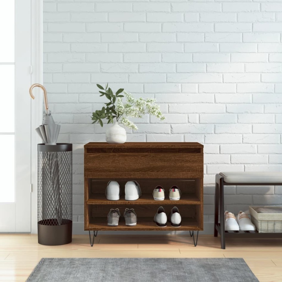 Mueble zapatero madera contrachapada roble marrón 70x36x60