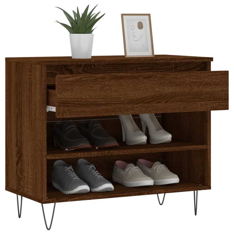 Mueble zapatero madera contrachapada roble marrón 70x36x60