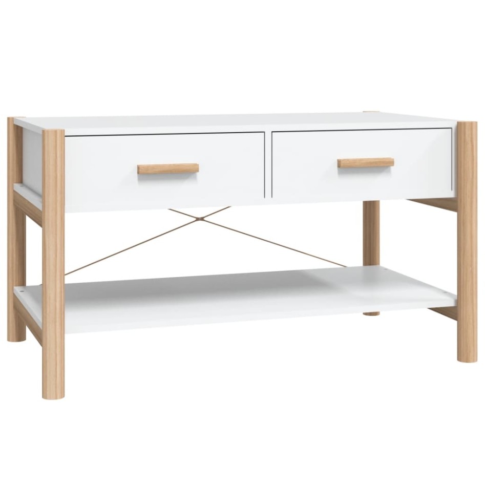 Mesa de centro madera contrachapada blanco 82x48x45