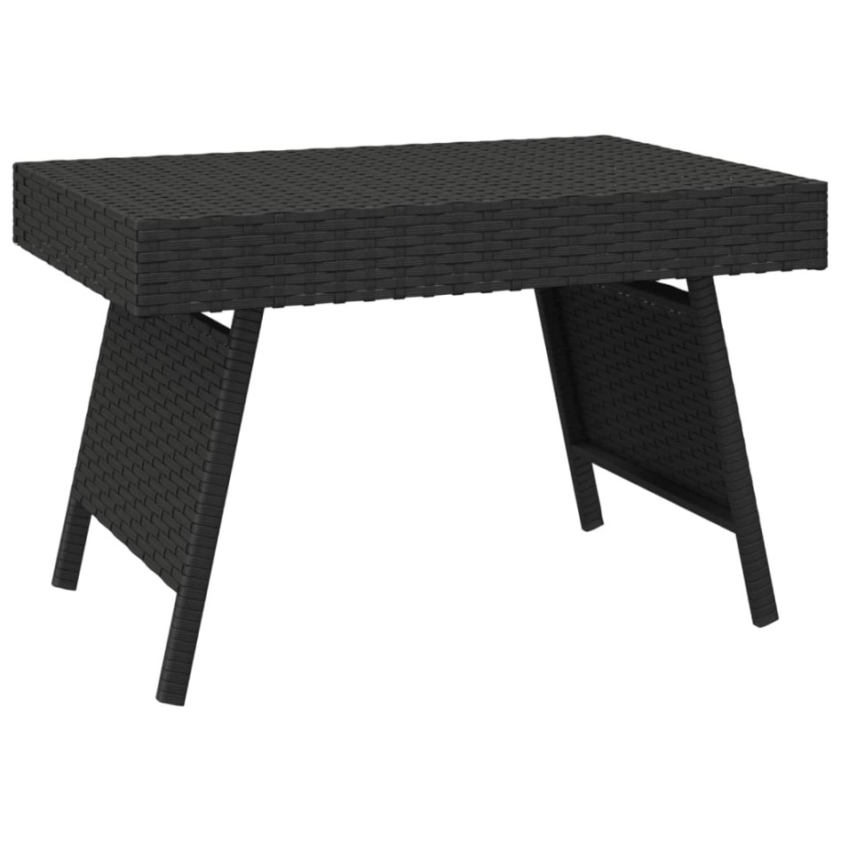Mesa auxiliar plegable ratán sintético negro 60x40x38