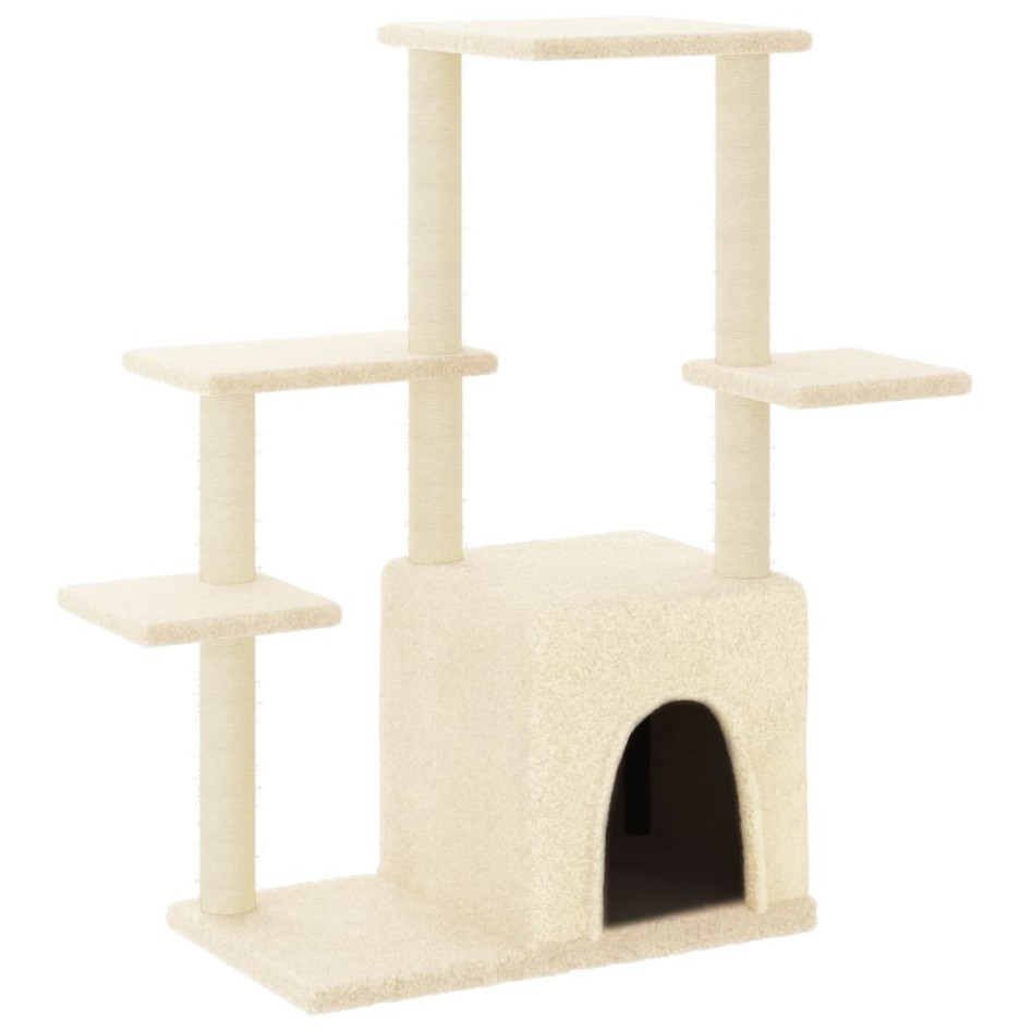 Rascador para gatos con postes de sisal color crema 97,5