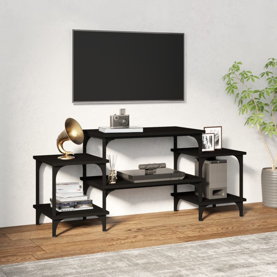 Mueble para TV madera contrachapada negro 117x35x52