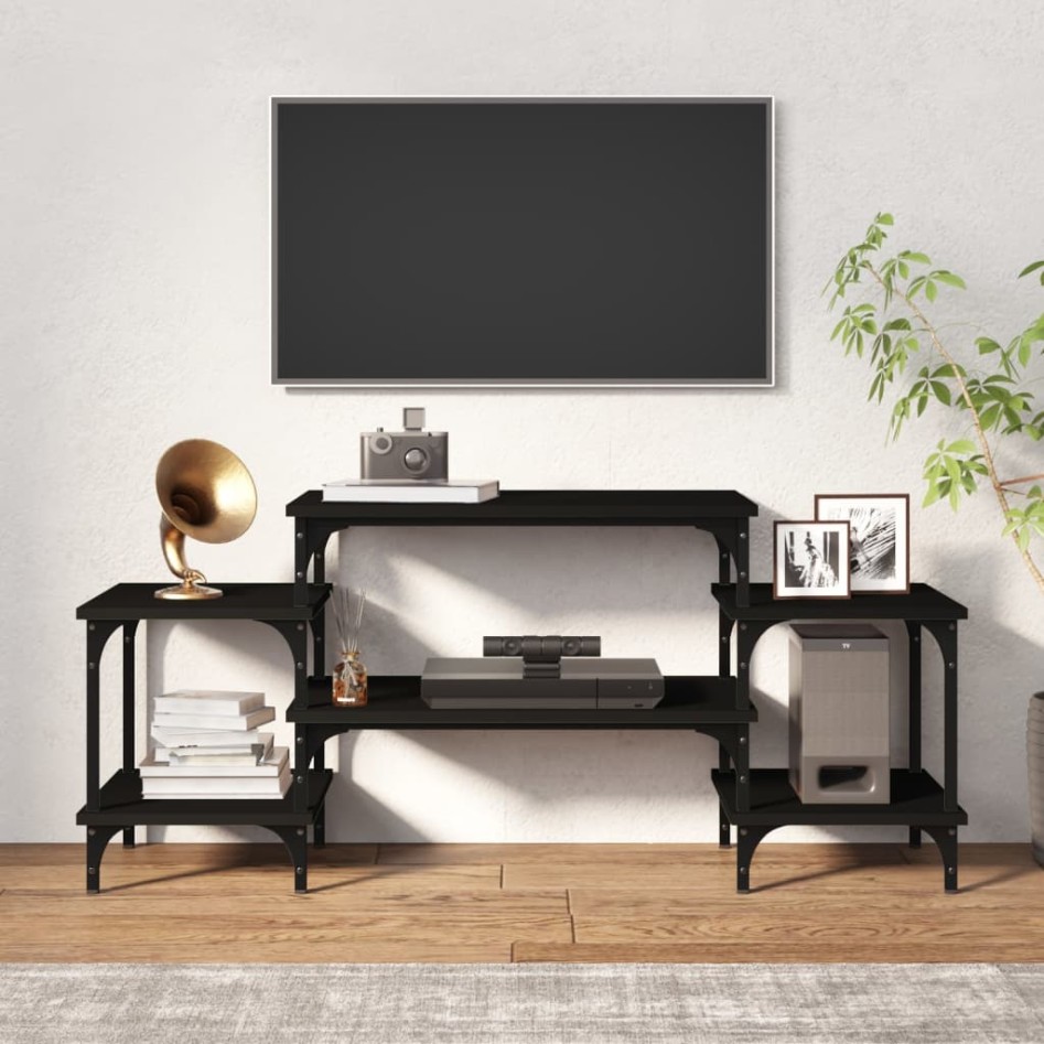 Mueble para TV madera contrachapada negro 117x35x52