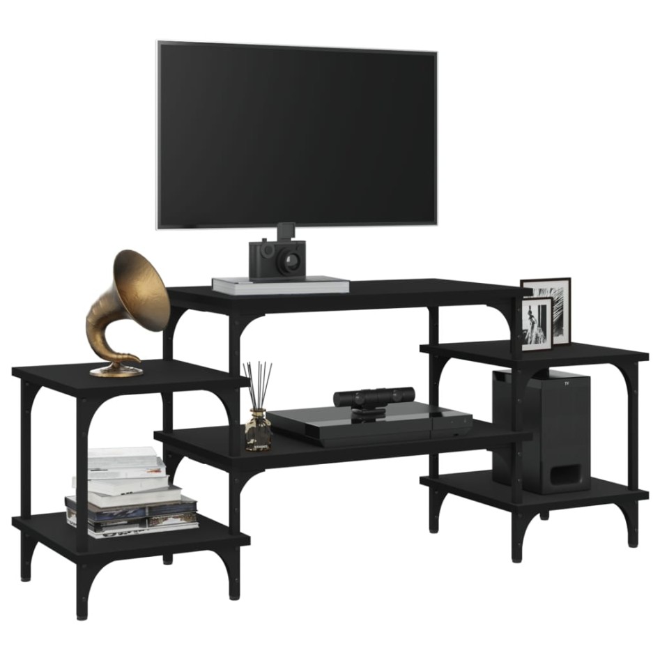 Mueble para TV madera contrachapada negro 117x35x52