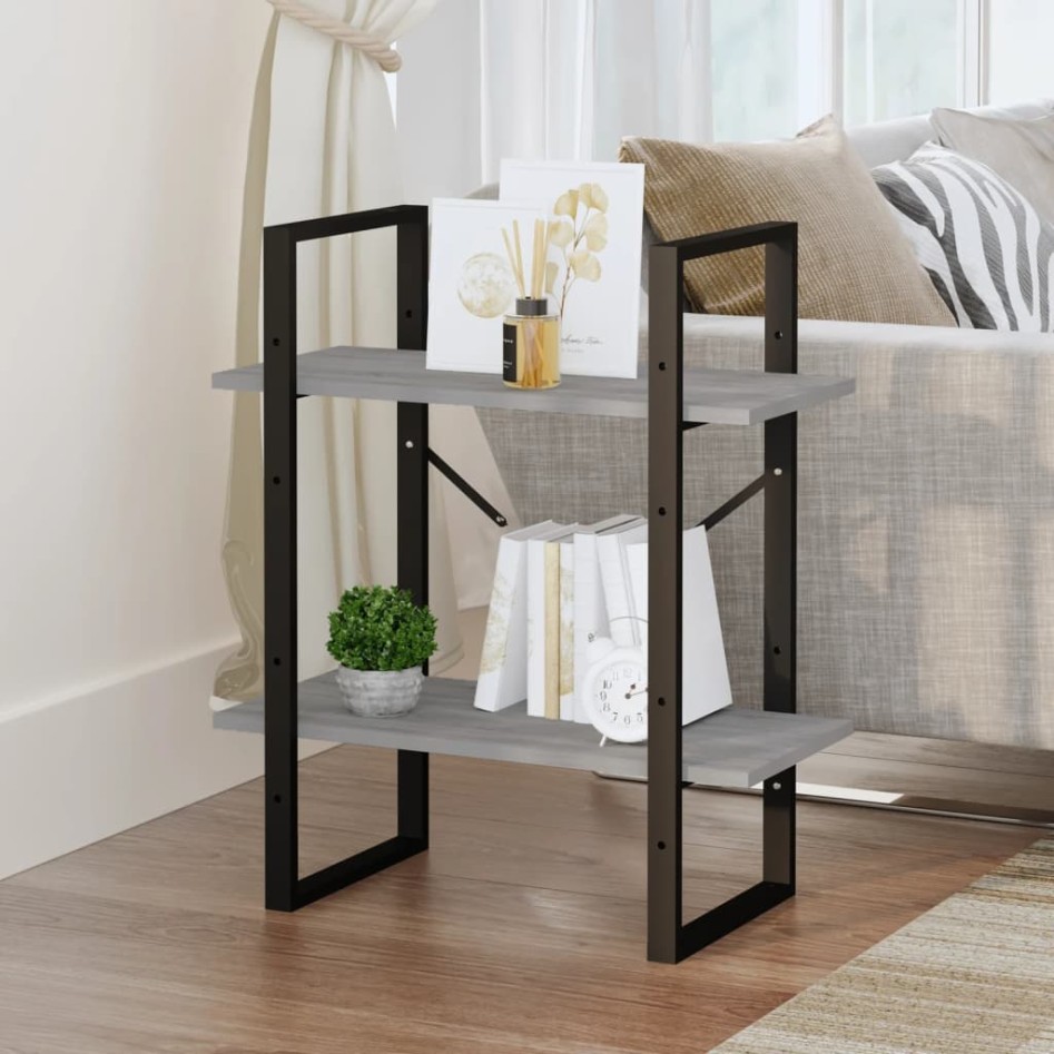 Estantería 2 niveles madera contrachapada gris 60x30x70