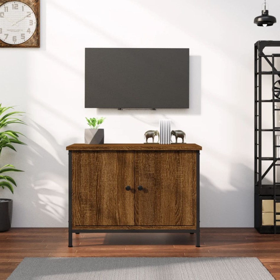 Mueble de TV madera contrachapada marrón roble 60x35x45