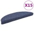 Alfombrilla de escaleras 15 uds tela punzonada azul 56x17x3