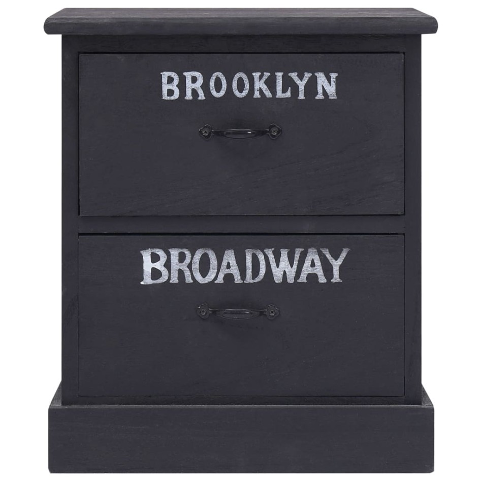 Mesita de noche madera de Paulownia negro 38x28x45