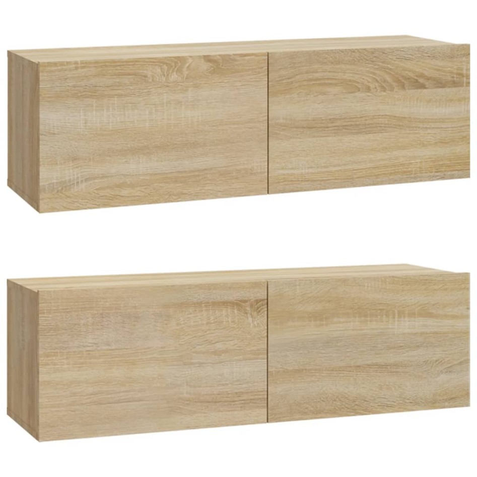 Set de muebles para TV 6 pzas madera contrachapada roble